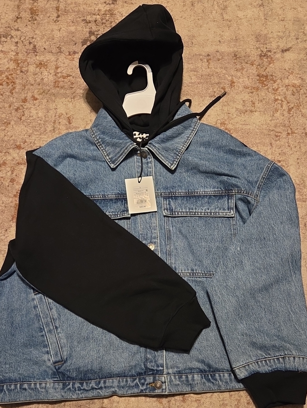 KBB By Kahlaba Two-Tone Denim Jacket with Black Hood